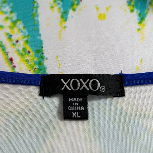 XOXO Womens Sleeveless Bodycon Dress Vibrant Abstract Print XL Artsy Vibrant - Picture 3 of 9